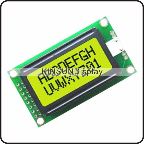 LCD Module 8x2 Characters Display with Black Bezel,Black on YG